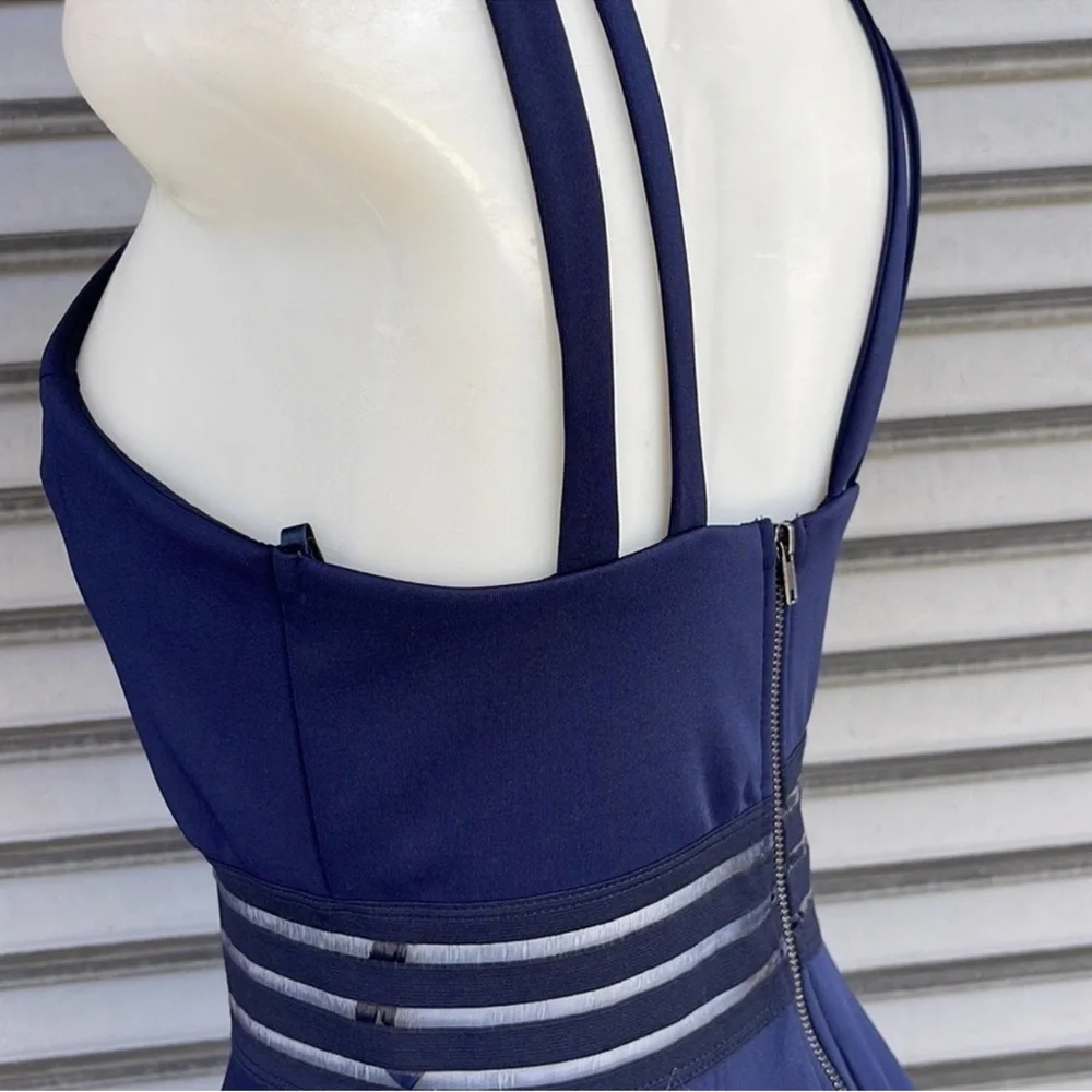 City Studio Navy Fit-and-Flare Mini Dress with Striped Waist Size 3 - Picture 7 of 11